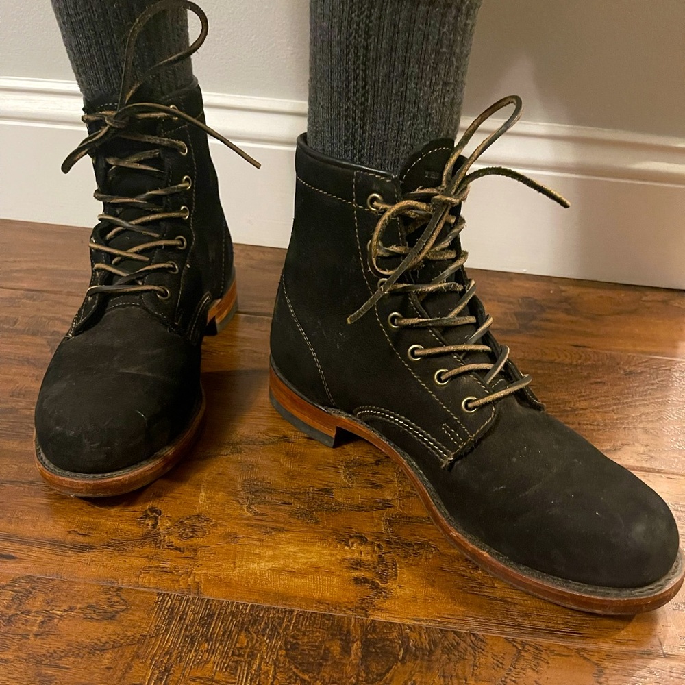 Frye “Tyler” boots. Black suede dress boots